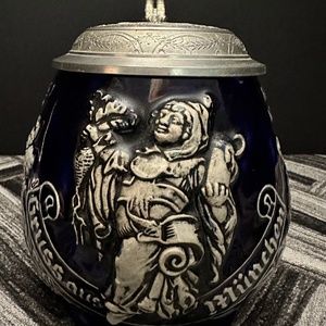 Beer Stein, Munich Souvenir, Stonewear 0.5L, Pewter Lid, Made in Western Germany